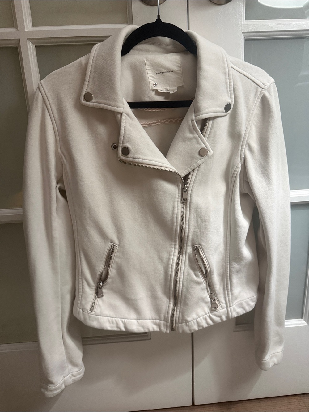 Womens White Moto Jacket - Classic Asymmetrical Zip